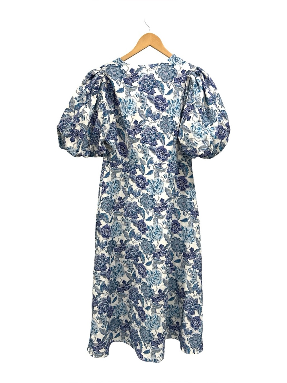 Hyacinth House Steel Blue Floral Brody Puff Sleeve Midi Dress - Medium - Picture 5 of 12
